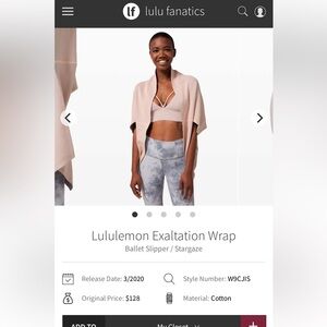 Lululemon Exaltation Wrap in Ballet Slipper Pink